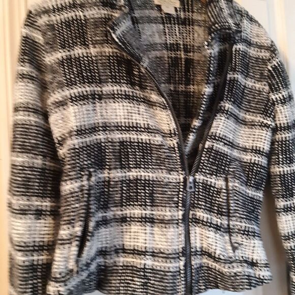 Lucky Brand black And White Stripe‎ Long Sleeve Full Zip Blazer Sz XS - Picture 3 of 6